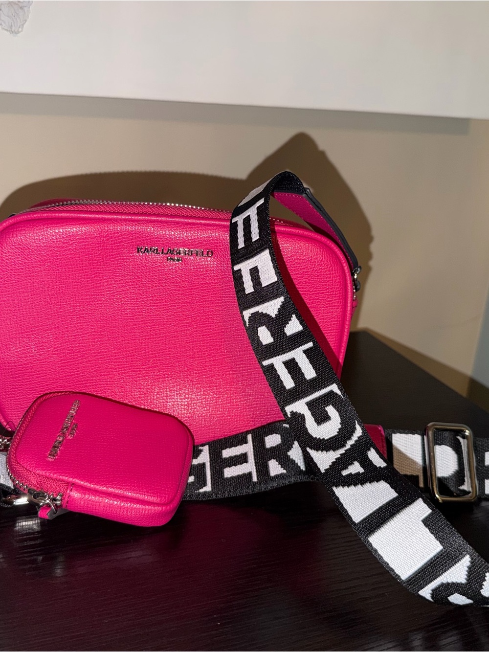 Karl Lagerfeld Maybelle Camera Crossbody Fuchsia